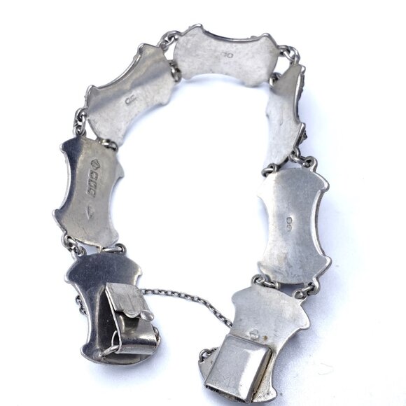 Vintage 1956 Scottish Sterling Silver Glass Agate Bracelet — Ward Brothers — EUC - Picture 5 of 12